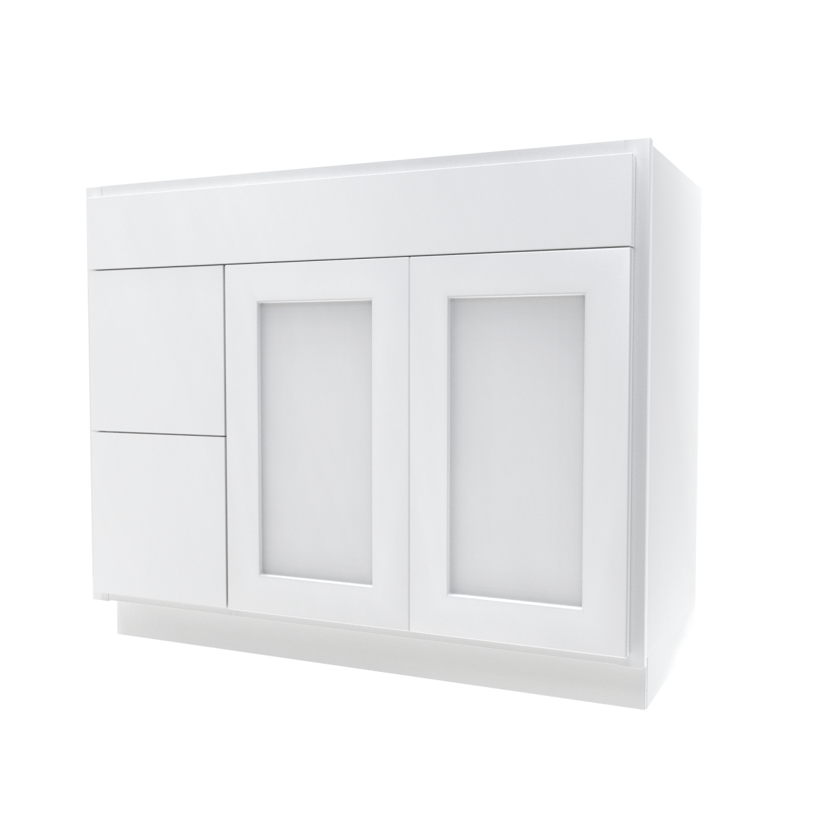 2 Door 2 Drawer Vanity Sink Base Cabinet - Luxor White - 42W x 34 1/2H x 12D - Left - BUILDMYPLACE