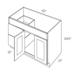 2 Door 2 Drawer Vanity Sink Base Cabinet - Luxor White - 42W x 34 1/2H x 12D - Left - BUILDMYPLACE