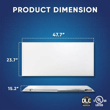 2 ft. x 4 ft. LED Flat Panel Light 50W/60W/72W Wattage Adjustable, 4000k/5000K/6500K CCT Changeable, Dip Switch, 0 - 10V Dim, 120 - 277V, ETL, DLC 5.1, Recessed Back - lit Fixture - BUILDMYPLACE