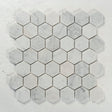 2 in. Hexagon Bianco Carrara White Honed Waterjet Marble Mosaic Tile - BUILDMYPLACE