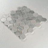 2 in. Hexagon Bianco Carrara White Polished Marble Mosaic - BUILDMYPLACE