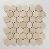 2 in. Hexagon Crema Marfil Polished Mosaic Tile - BUILDMYPLACE