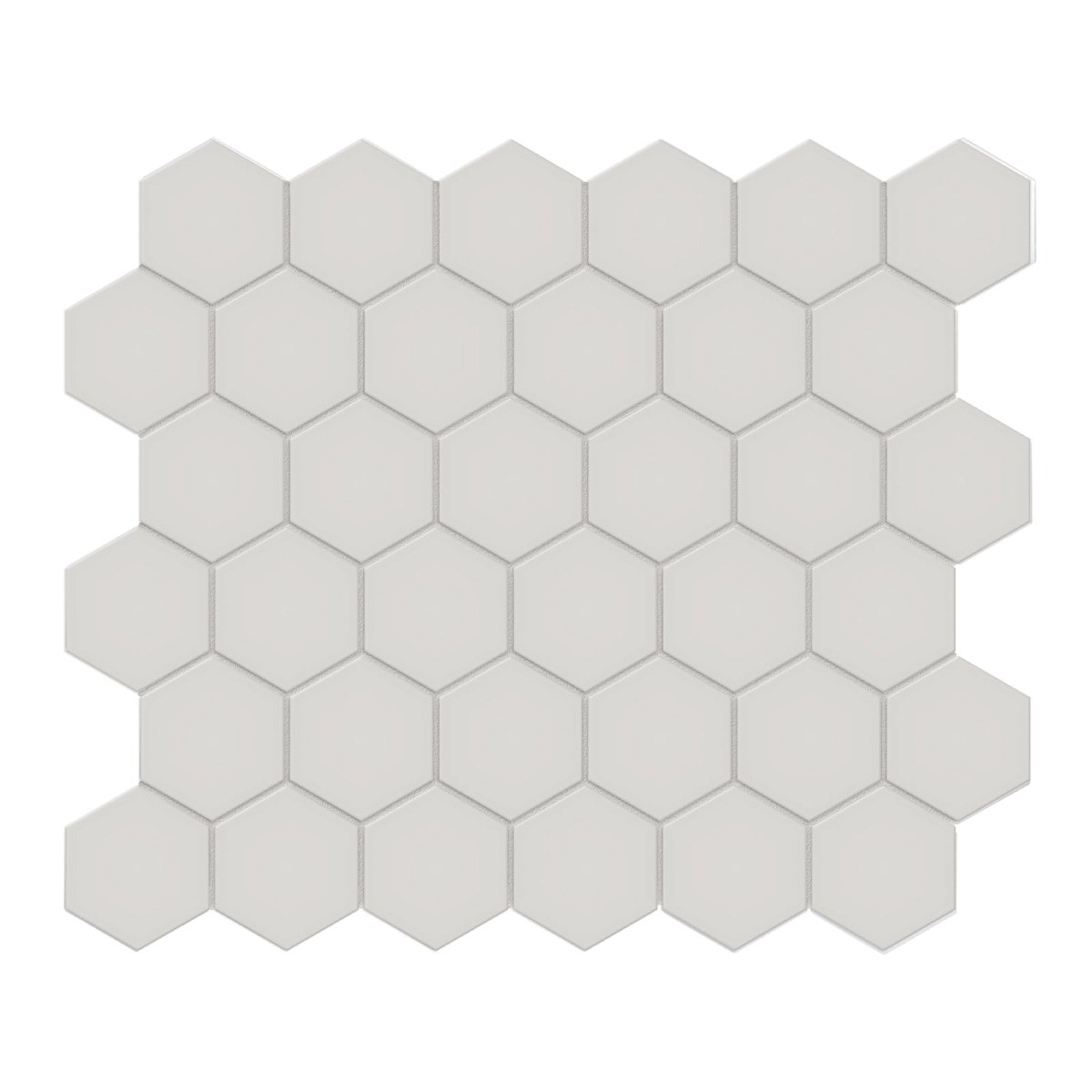 2 In Hexagon Halo Grey Soho Matte Unglazed Porcelain Mosaic - BUILDMYPLACE