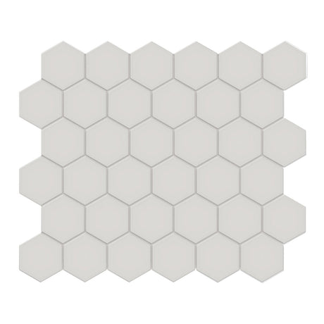 2 In Hexagon Halo Grey Soho Matte Unglazed Porcelain Mosaic - BUILDMYPLACE