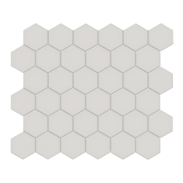 2 In Hexagon Halo Grey Soho Matte Unglazed Porcelain Mosaic - BUILDMYPLACE