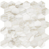 2 In Hexagon La Marca Calacatta Honed Glazed Porcelain Mosaic - BUILDMYPLACE