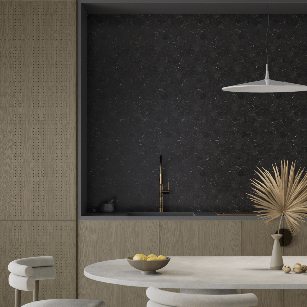 2 In Hexagon La Marca Nero Venato Honed Glazed Porcelain Mosaic - BUILDMYPLACE