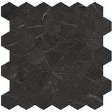 2 In Hexagon La Marca Nero Venato Polished Glazed Porcelain Mosaic - BUILDMYPLACE