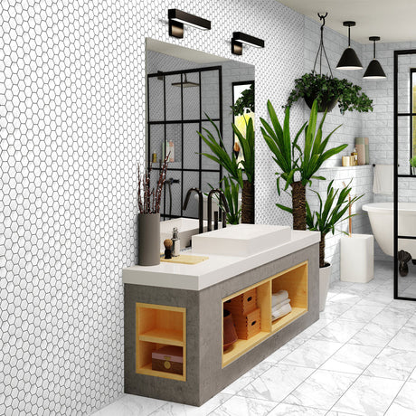 2 In Hexagon La Marca Statuarietto Honed Glazed Porcelain Mosaic - BUILDMYPLACE