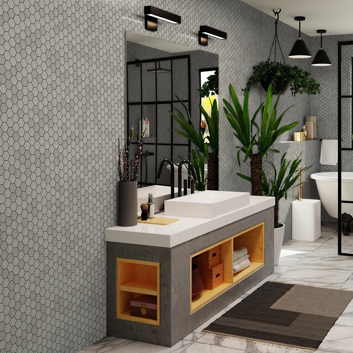 2 In Hexagon Mjork Mica Matte Color Body Porcelain Mosaic - BUILDMYPLACE