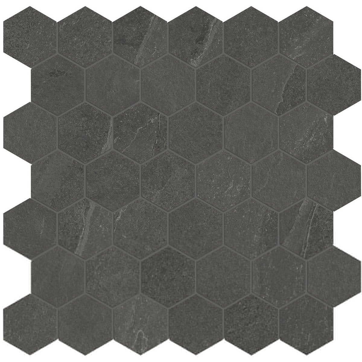 2 In Hexagon Nord Carbon Matte Color Body Porcelain Mosaic - BUILDMYPLACE