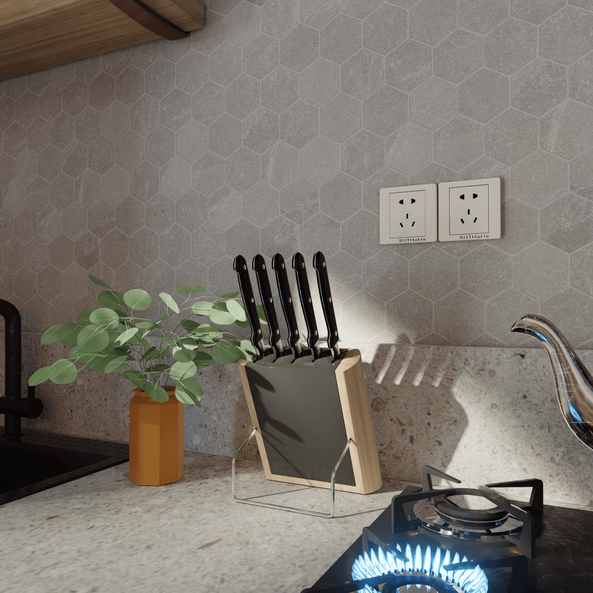 2 In Hexagon Nord Palladium Matte Color Body Porcelain Mosaic - BUILDMYPLACE