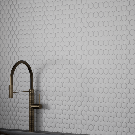 2 In Hexagon Soho Canvas White Matte Glazed Porcelain Mosaic - BUILDMYPLACE