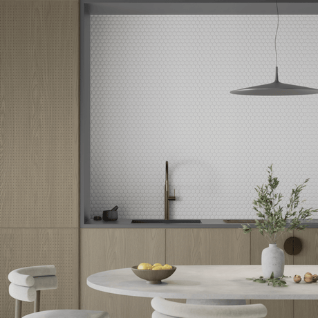 2 In Hexagon Soho Canvas White Matte Glazed Porcelain Mosaic - BUILDMYPLACE