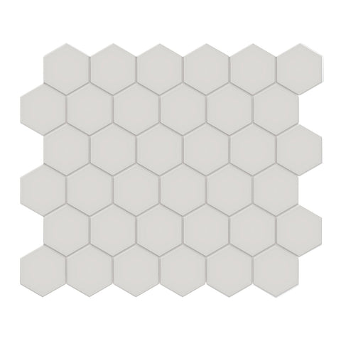 2 In Hexagon Soho Halo Grey Matte Glazed Porcelain Mosaic