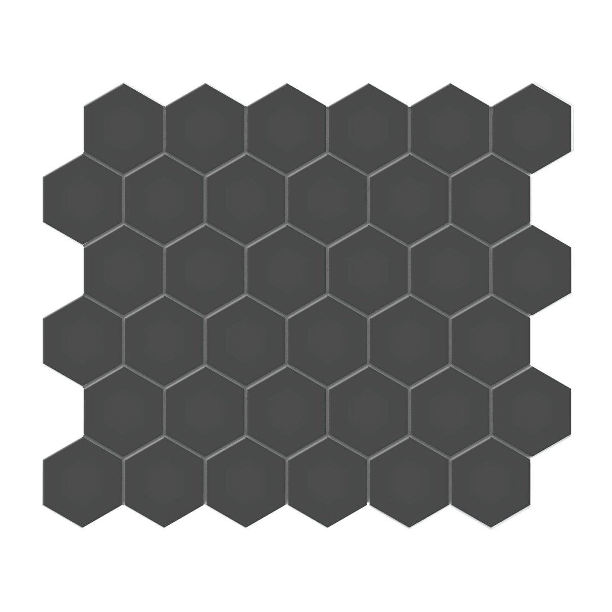 2 In Hexagon Soho Retro Black Matte Glazed Porcelain Mosaic - BUILDMYPLACE