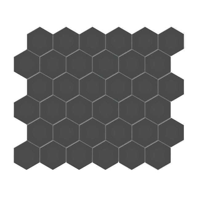 2 In Hexagon Soho Retro Black Matte Glazed Porcelain Mosaic - BUILDMYPLACE