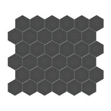 2 In Hexagon Soho Retro Black Matte Unglazed Porcelain Mosaic - BUILDMYPLACE