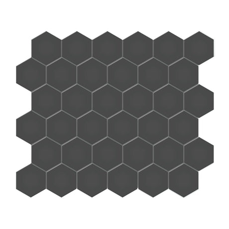 2 In Hexagon Soho Retro Black Matte Unglazed Porcelain Mosaic - BUILDMYPLACE