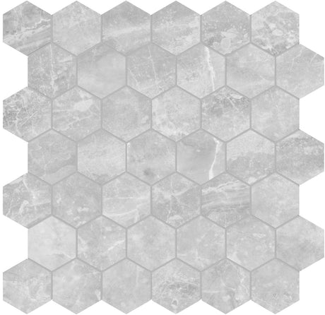 2 in. Plata Perla Grigia Hexagon Matte Glazed Porcelain Mosaic - BUILDMYPLACE