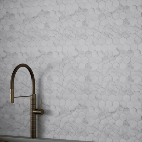 2 in Plata Statuario Brina Hexagon Matte Glazed Porcelain Mosaic - BUILDMYPLACE