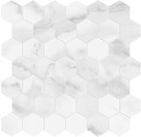 2 in. Plata Statuario Brina Hexagon Polished Glazed Porcelain Mosaic - BUILDMYPLACE