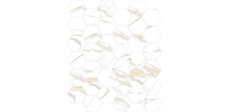 2 In. X 2 In. Mosaic Calacatta Gold Satin Matte - Porcelain - Hexagon Wall & Floor Tile (4.97 Sqft/Case) - BUILDMYPLACE