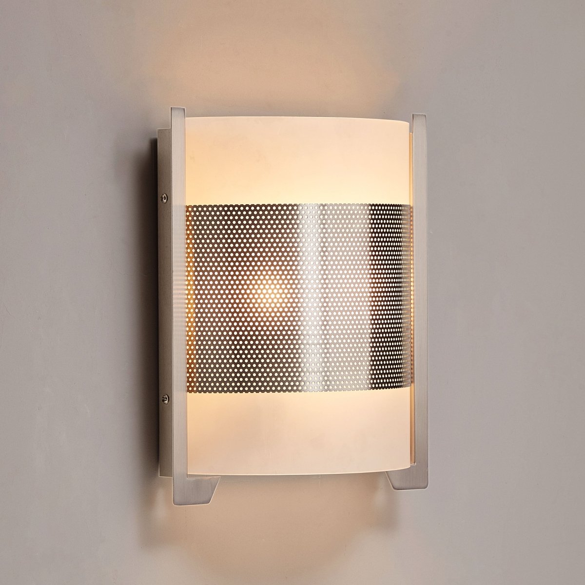 2 - Light Brushed Nickel Wall Sconce, White Glass shade, Dim: W10"xH11.75"xE4", Wall Mount Lights for Bedroom Hallway - BUILDMYPLACE