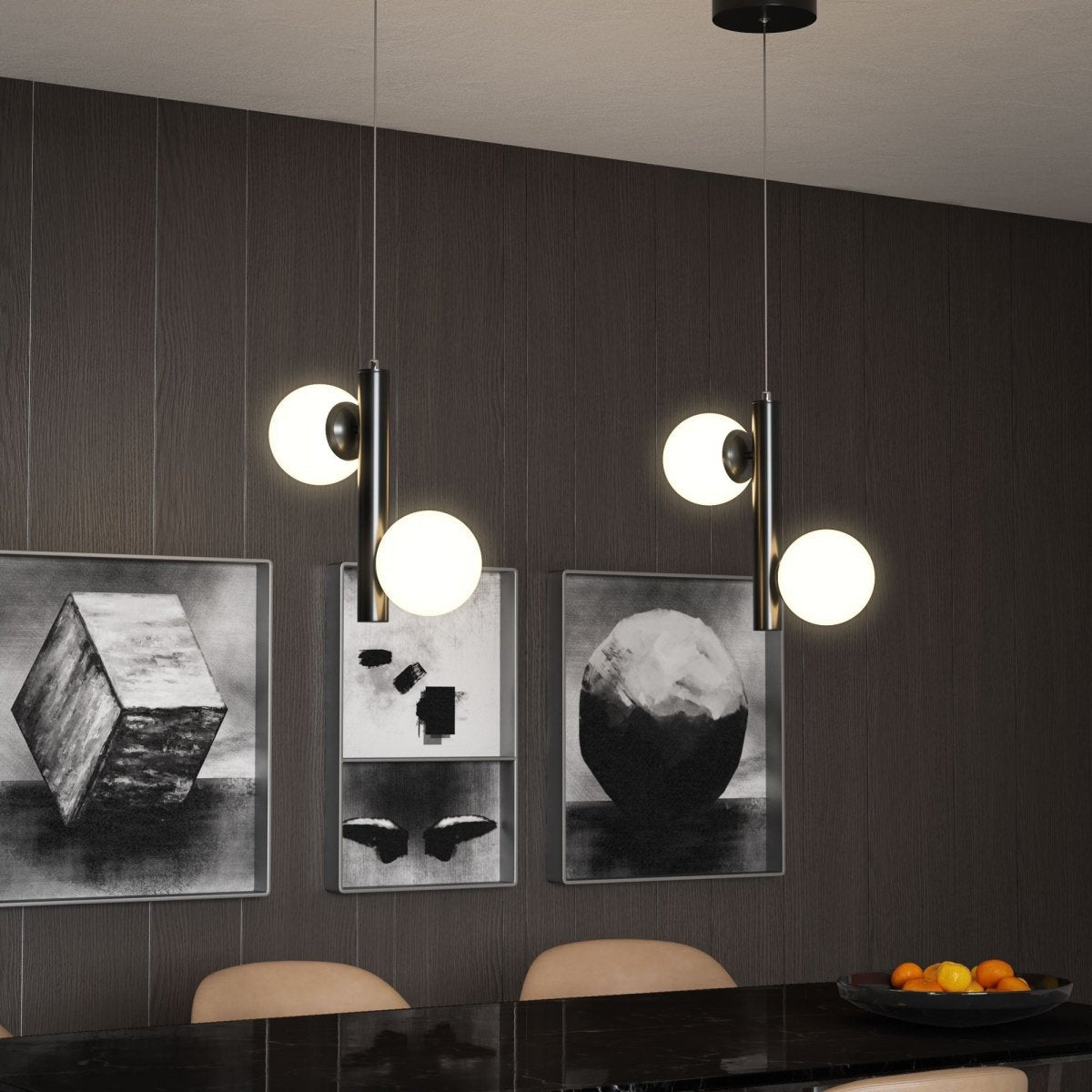 2 - Light LED Pendant Light Fixture, Dimmable, 3000K (Warm White), Matte Black - BUILDMYPLACE