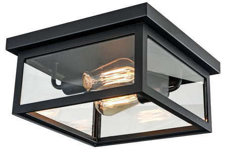 2 - Light Outdoor Ceiling Lights Black Outdoor Flushmount - BUILDMYPLACE