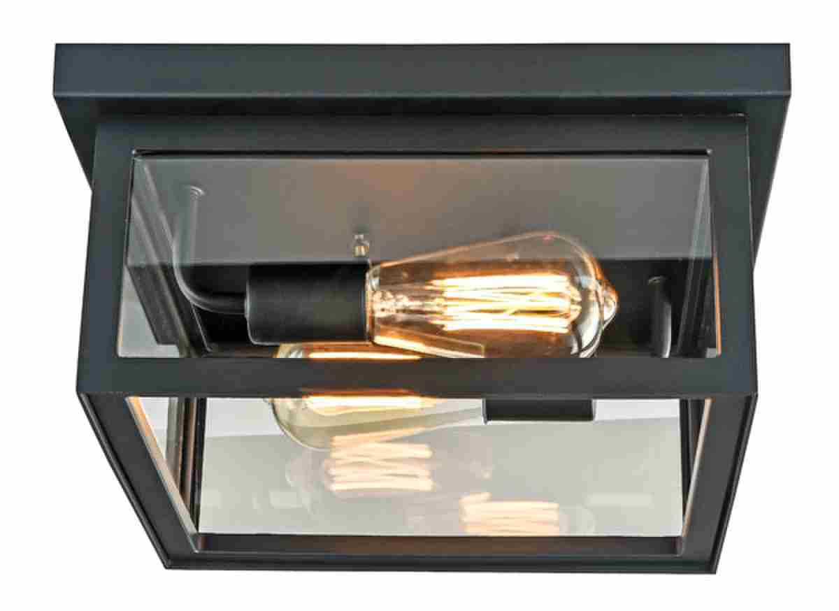 2 - Light Outdoor Ceiling Lights Black Outdoor Flushmount - BUILDMYPLACE