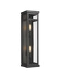 2 - Light Wall Sconce, E12 Holder, 2X40W, Matte Black, Rectangular, Clear Glass Panels, 22 1/4" H x 5 1/2" W, Extends 6" from the wall - BUILDMYPLACE