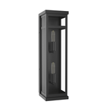 2 - Light Wall Sconce, E12 Holder, 2X40W, Matte Black, Rectangular, Clear Glass Panels, 22 1/4" H x 5 1/2" W, Extends 6" from the wall - BUILDMYPLACE