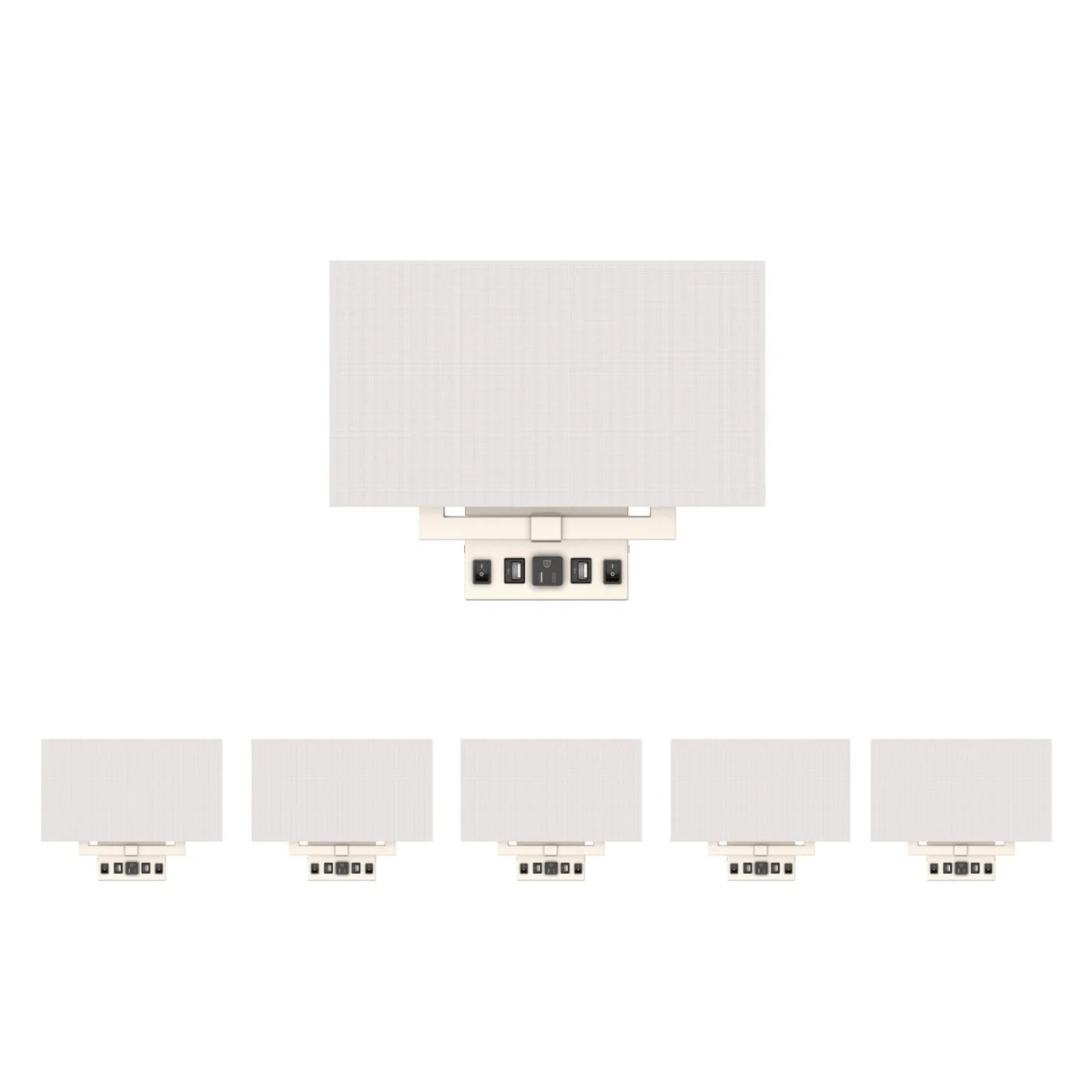 2 - Light, Wall Sconce for Bedroom with 2 Switch, 2 USB, 2 Type C & 1 Outlet, White Fabric / Acrylic Shade, Wall Mounted Lamps for Hotel, Corridor and Restaurant - BUILDMYPLACE