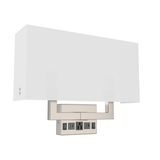 2 - Light, Wall Sconce for Bedroom with 2 Switch, 2 USB, 2 Type C & 1 Outlet, White Fabric / Acrylic Shade, Wall Mounted Lamps for Hotel, Corridor and Restaurant - BUILDMYPLACE
