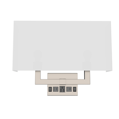 2 - Light, Wall Sconce for Bedroom with 2 Switch, 2 USB, 2 Type C & 1 Outlet, White Fabric / Acrylic Shade, Wall Mounted Lamps for Hotel, Corridor and Restaurant - BUILDMYPLACE