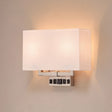2 - Light, Wall Sconce for Bedroom with 2 Switch, 2 USB, 2 Type C & 1 Outlet, White Fabric / Acrylic Shade, Wall Mounted Lamps for Hotel, Corridor and Restaurant - BUILDMYPLACE