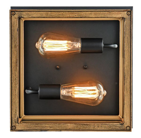 2 - Light Wood Frame Flush Mount Ceiling Light with Black Sockets - BUILDMYPLACE