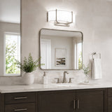 2-Lights, Flush Mounted Wall Sconce, 120 Volt, Dimmable, Brushed Nickel / Slate Gray Fabric, Hardwired - LEDMyPlace