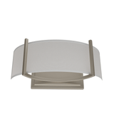 2 - Lights, Flush Mounted Wall Sconce, 120 Volt, Dimmable, Brushed Nickel / Slate Gray Fabric, Hardwired - LEDMyPlace