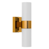 2 Lights - LED Wall Sconce W/ Frosted Glass Shade - E26 Base - UL Listed, Brushed Brass Finish - BUILDMYPLACE