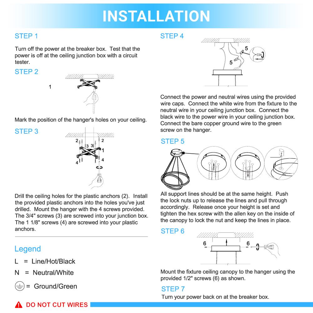 2 - Ring, Circular LED Chandelier, 60W, 3000K, 2800LM, Dimmable, 3 Years Warranty - BUILDMYPLACE