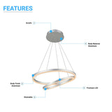 2 - Ring, Circular LED Chandelier, 60W, 3000K, 2800LM, Dimmable, 3 Years Warranty - BUILDMYPLACE