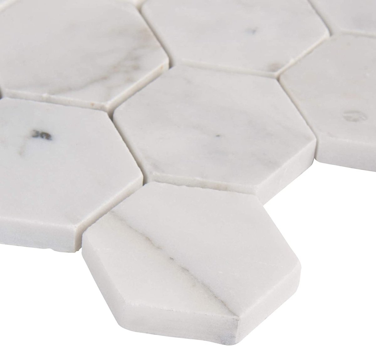 2" X 2" Hexagon Calacatta Cressa Honed White Marble Mosaic Tile (9.8SQ FT/CTN) - BUILDMYPLACE