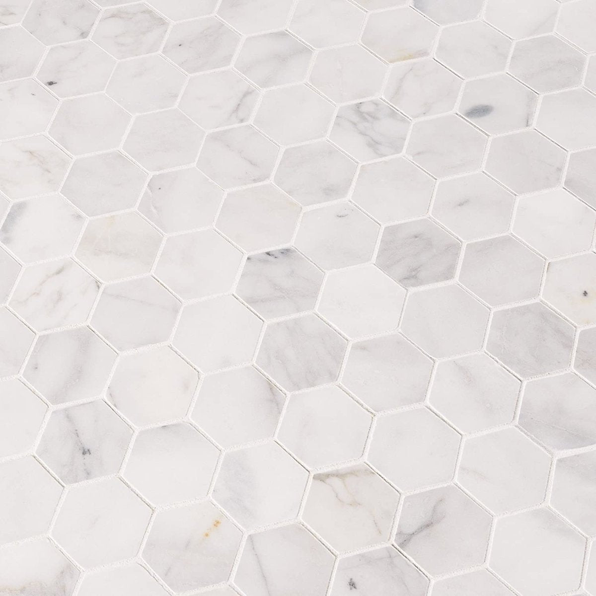 2" X 2" Hexagon Calacatta Cressa Honed White Marble Mosaic Tile (9.8SQ FT/CTN) - BUILDMYPLACE