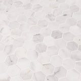 2" X 2" Hexagon Calacatta Cressa Honed White Marble Mosaic Tile (9.8SQ FT/CTN) - BUILDMYPLACE