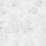 2" X 2" Hexagon Calacatta Cressa Honed White Marble Mosaic Tile (9.8SQ FT/CTN) - BUILDMYPLACE