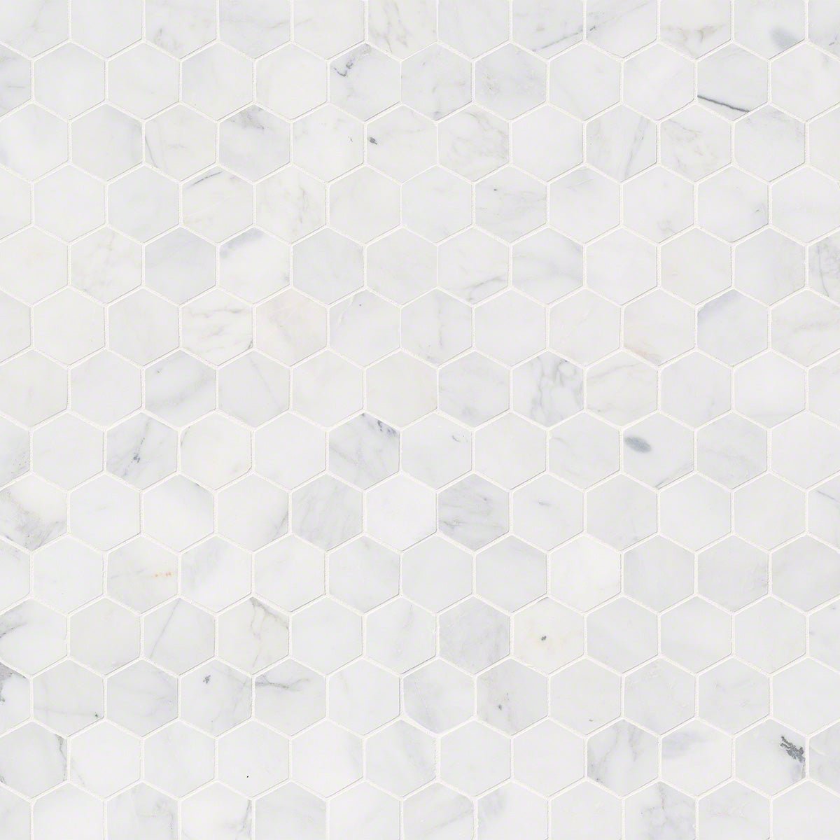 2" X 2" Hexagon Calacatta Cressa Honed White Marble Mosaic Tile (9.8SQ FT/CTN) - BUILDMYPLACE