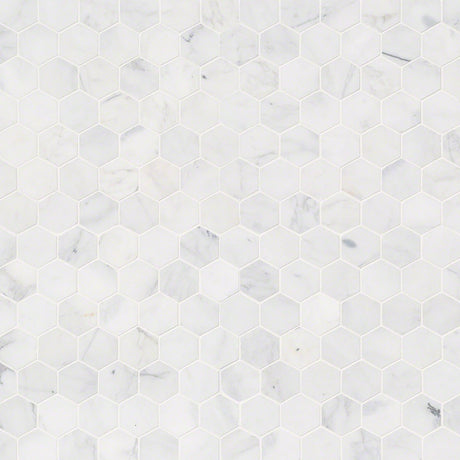 2" X 2" Hexagon Calacatta Cressa Honed White Marble Mosaic Tile (9.8SQ FT/CTN) - BUILDMYPLACE