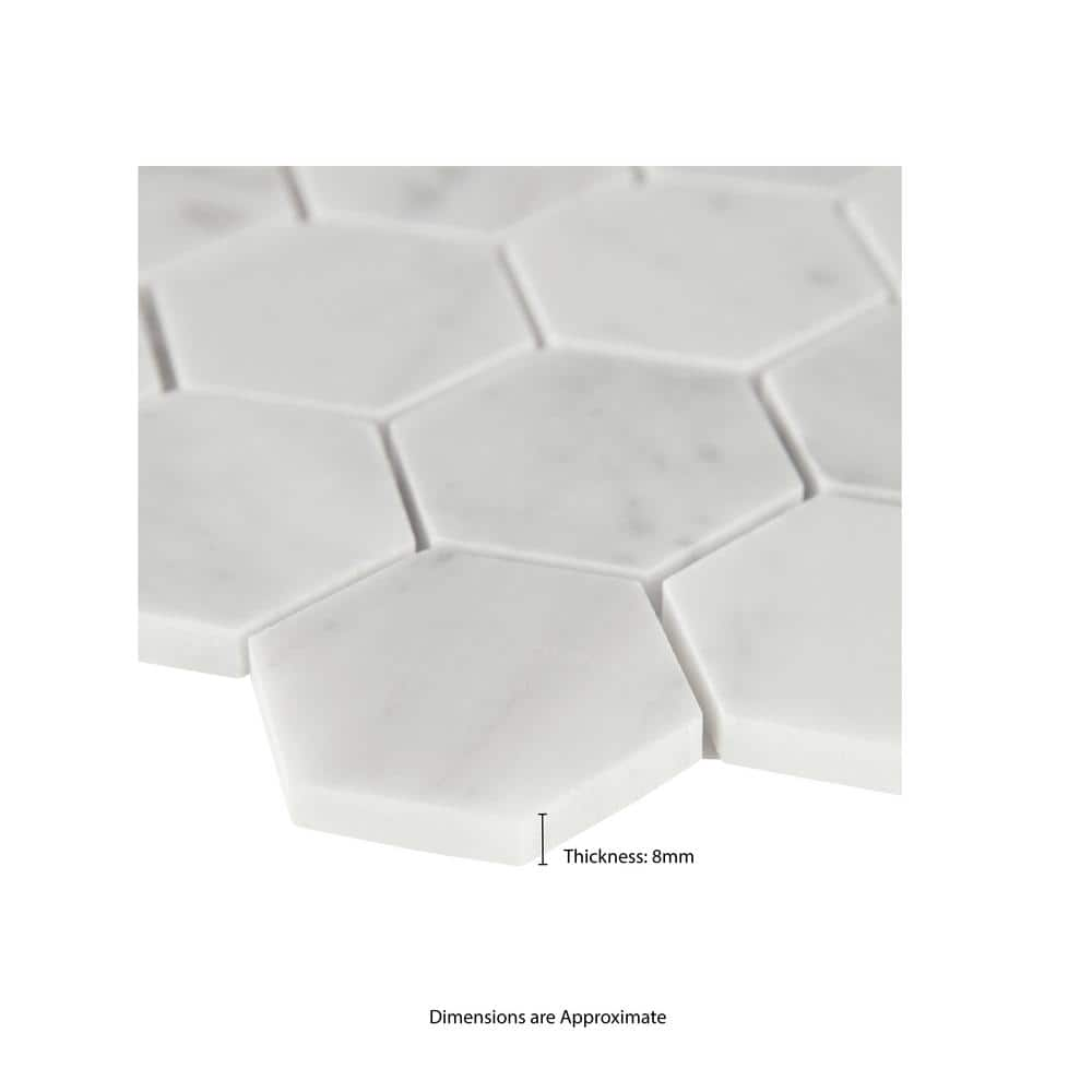 2" X 2" Hexagon Carrara White Honed Marble Mosaic Wall Tile (9.8SQ FT/CTN) - BUILDMYPLACE